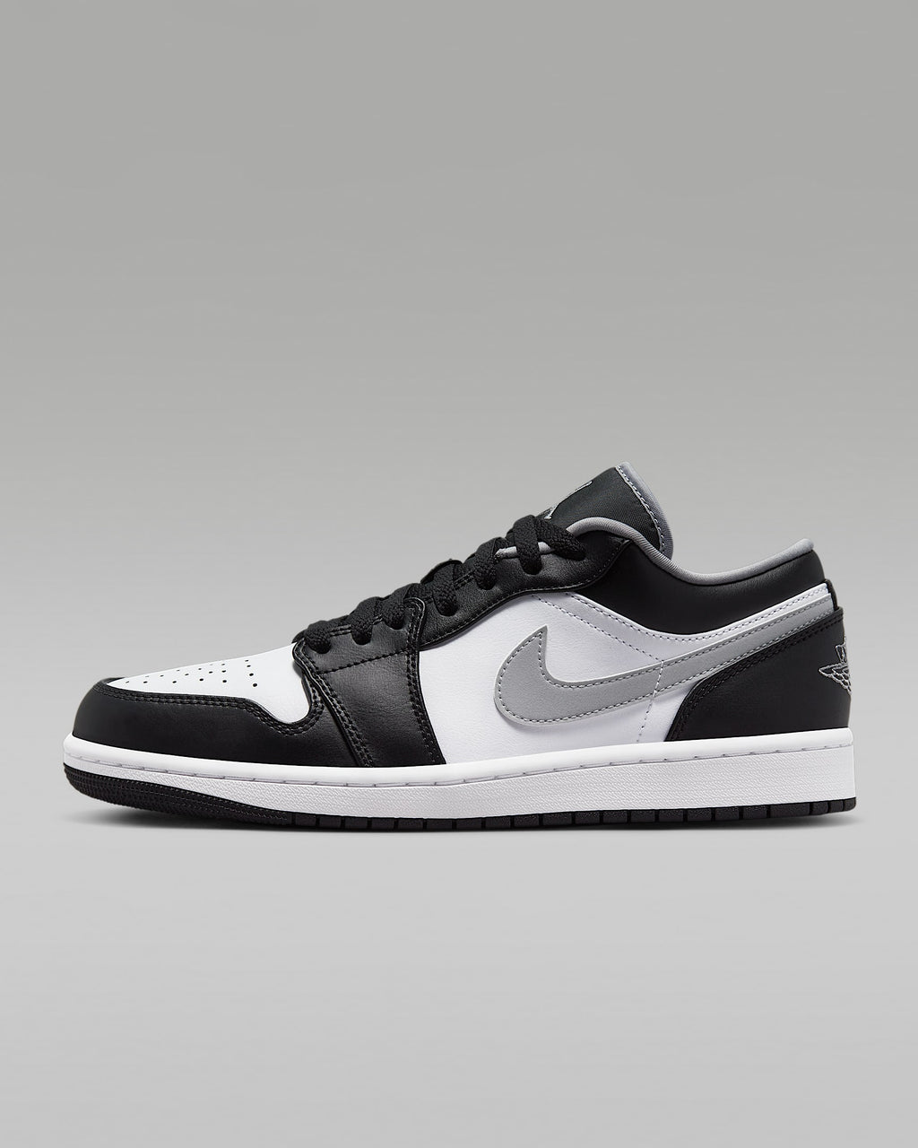 Air Jordan 1 Low OG Black White Grey Swoosh Leather Sneakers
