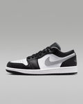 Air Jordan 1 Low OG Black White Grey Swoosh Leather Sneakers