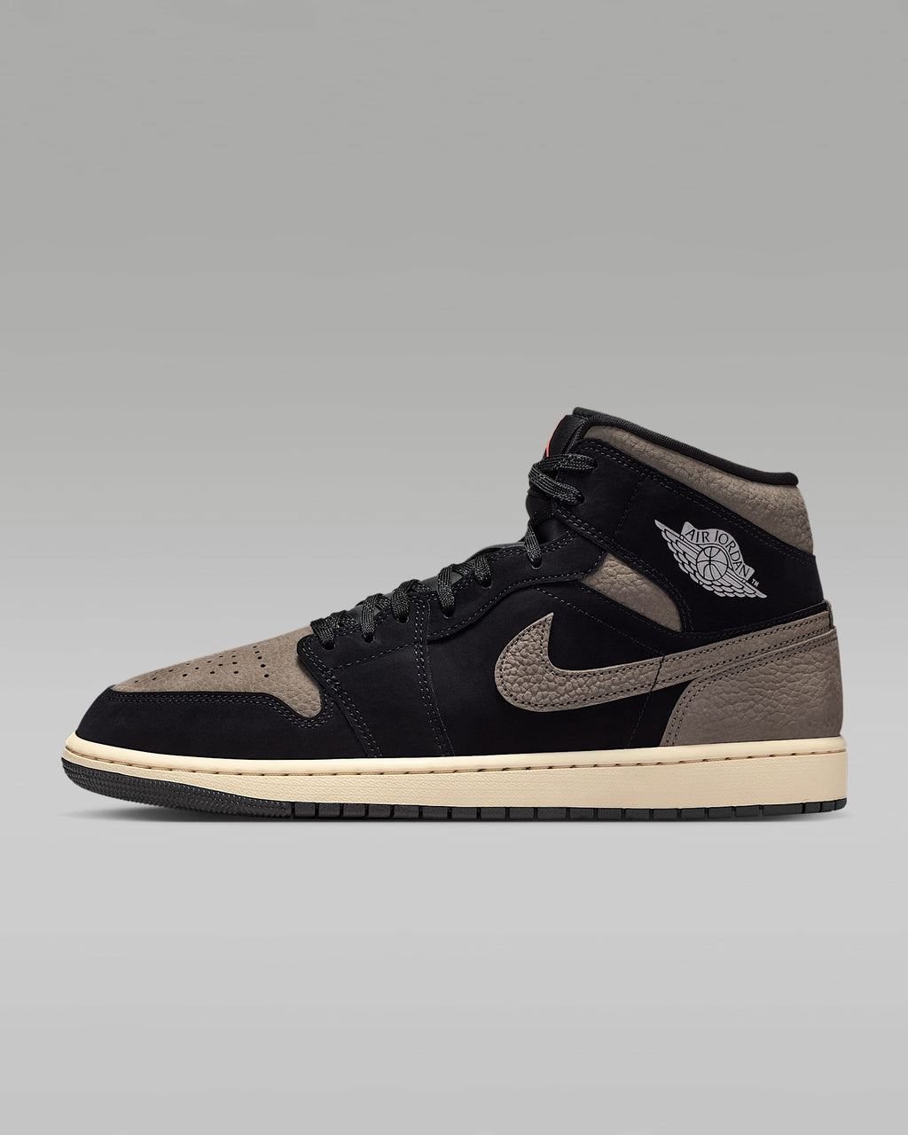Air Jordan 1 Mid OG Black Taupe Suede Leather Sneakers
