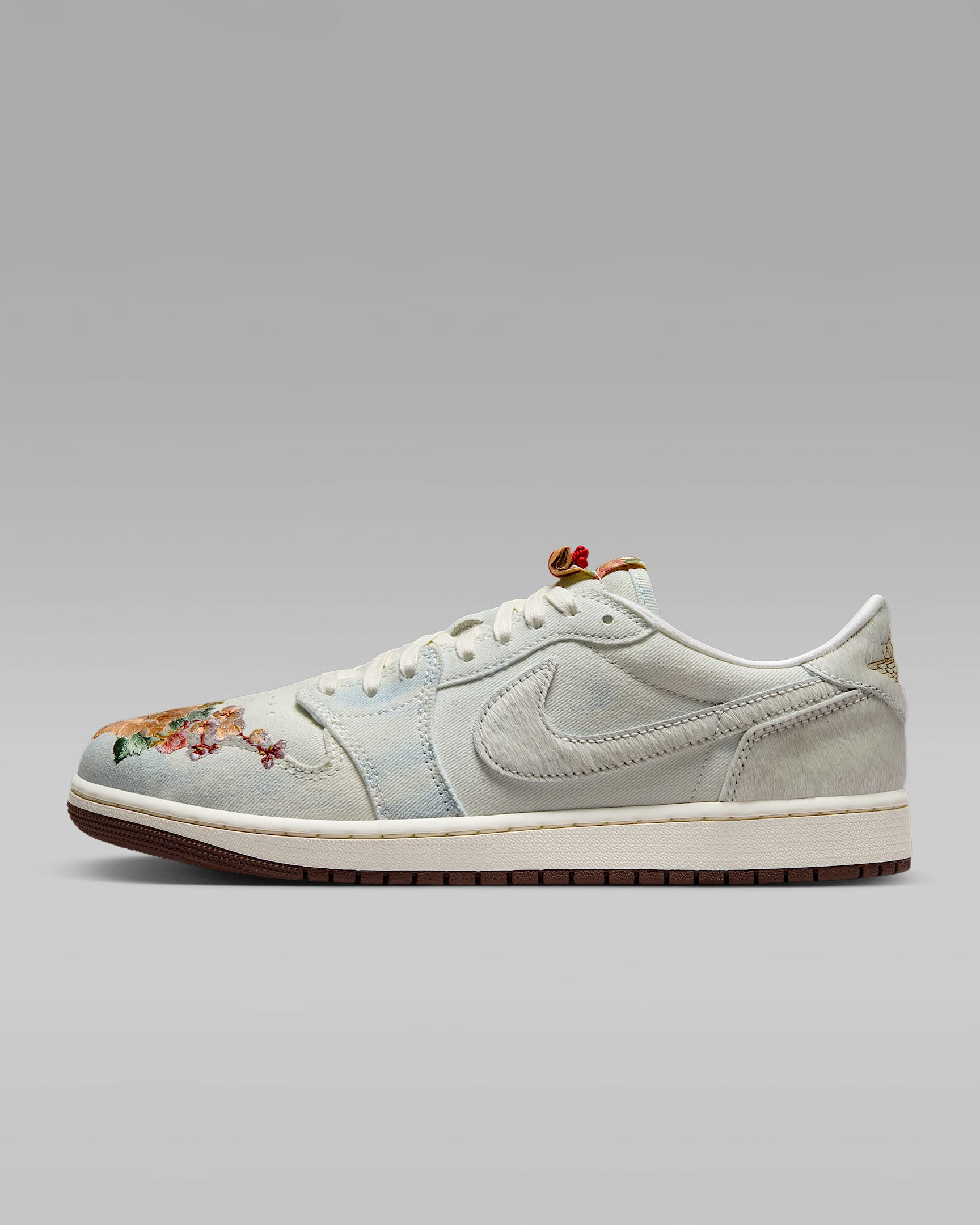Air Jordan 1 Low OG Light Denim Floral Embroidery Sneakers