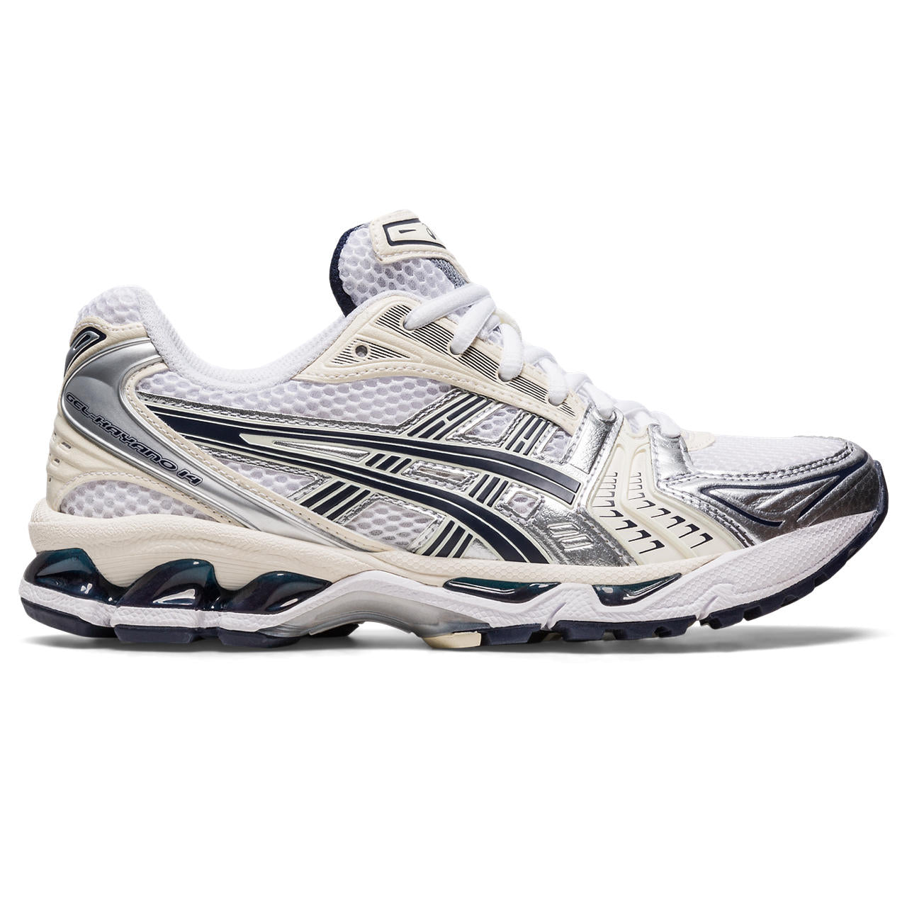 Asics Gel-Kayano 14 White / Cream / Metallic Silver / Navy