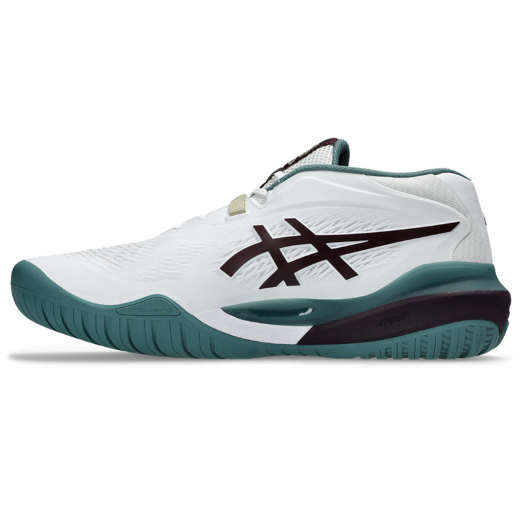 Asics Gel-Resolution – White/Burgundy/Teal Green Tennis Sneaker