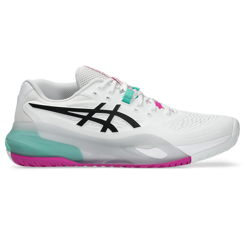 Asics Gel-Resolution – White/Black/Turquoise Tennis Sneaker