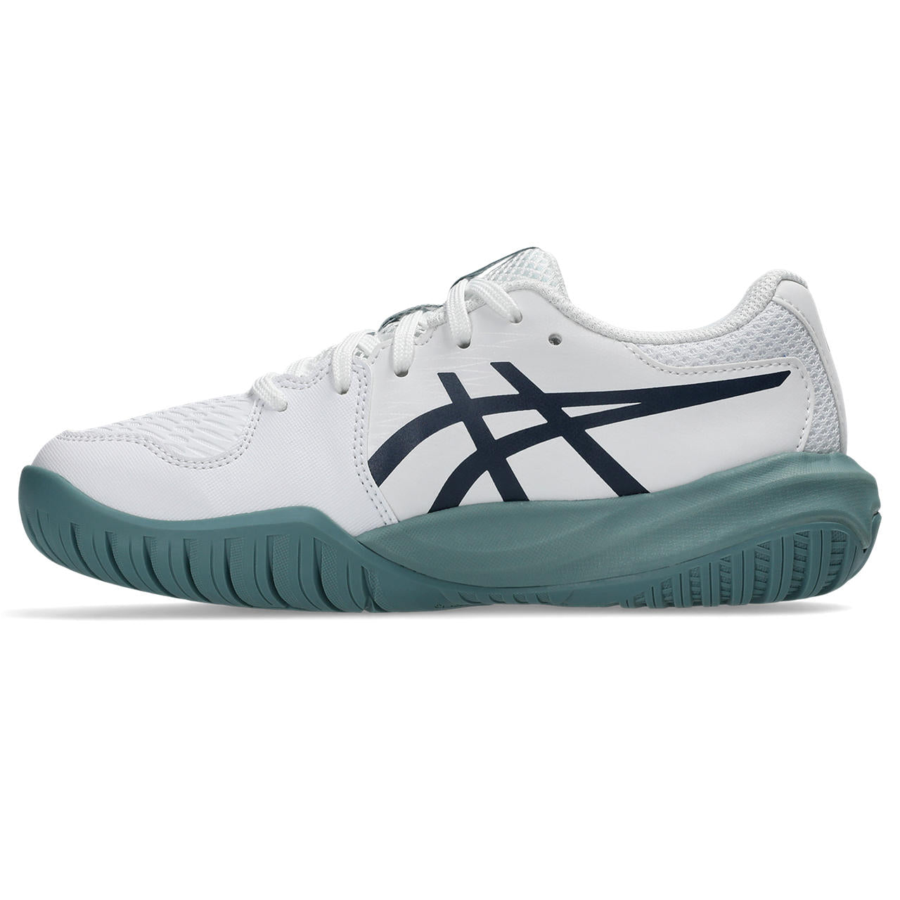 Asics Gel-Resolution – White/Navy/Teal Tennis Sneaker