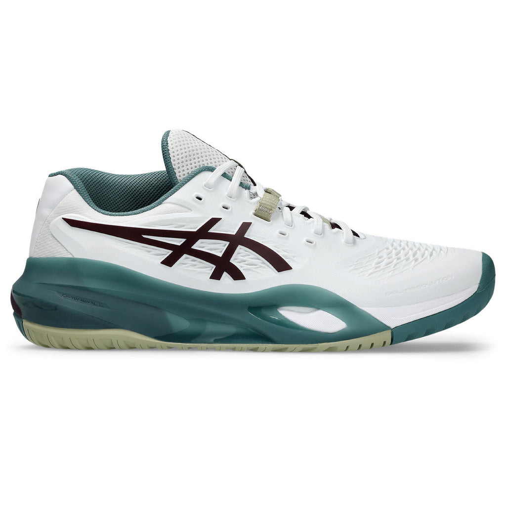 Asics Gel-Resolution – White/Burgundy/Teal Tennis Sneaker