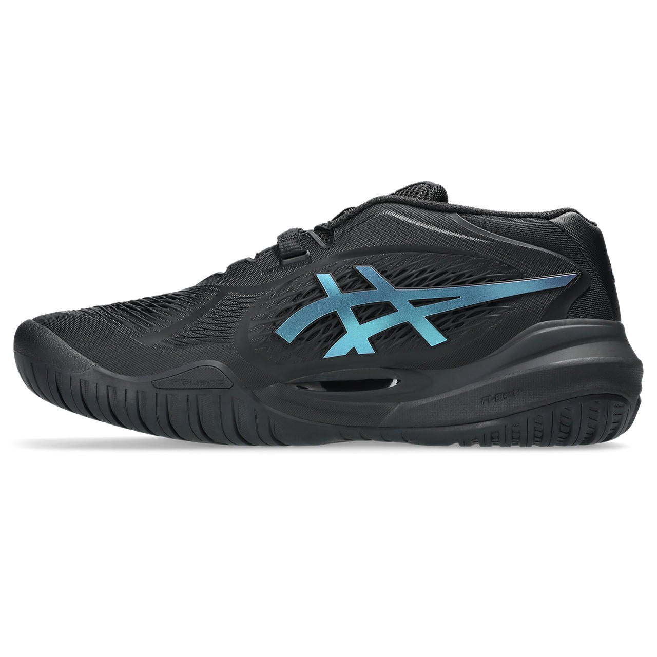 Asics Gel-Resolution – Black/Iridescent Cyan Tennis Sneaker