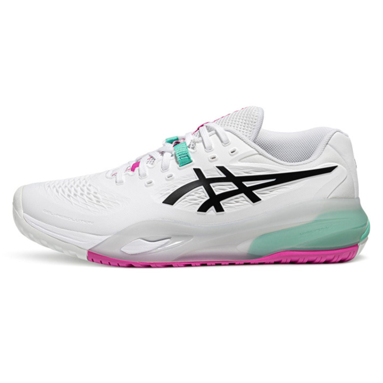 Asics Gel-Resolution – White/Black/Pink/Mint Tennis Sneaker