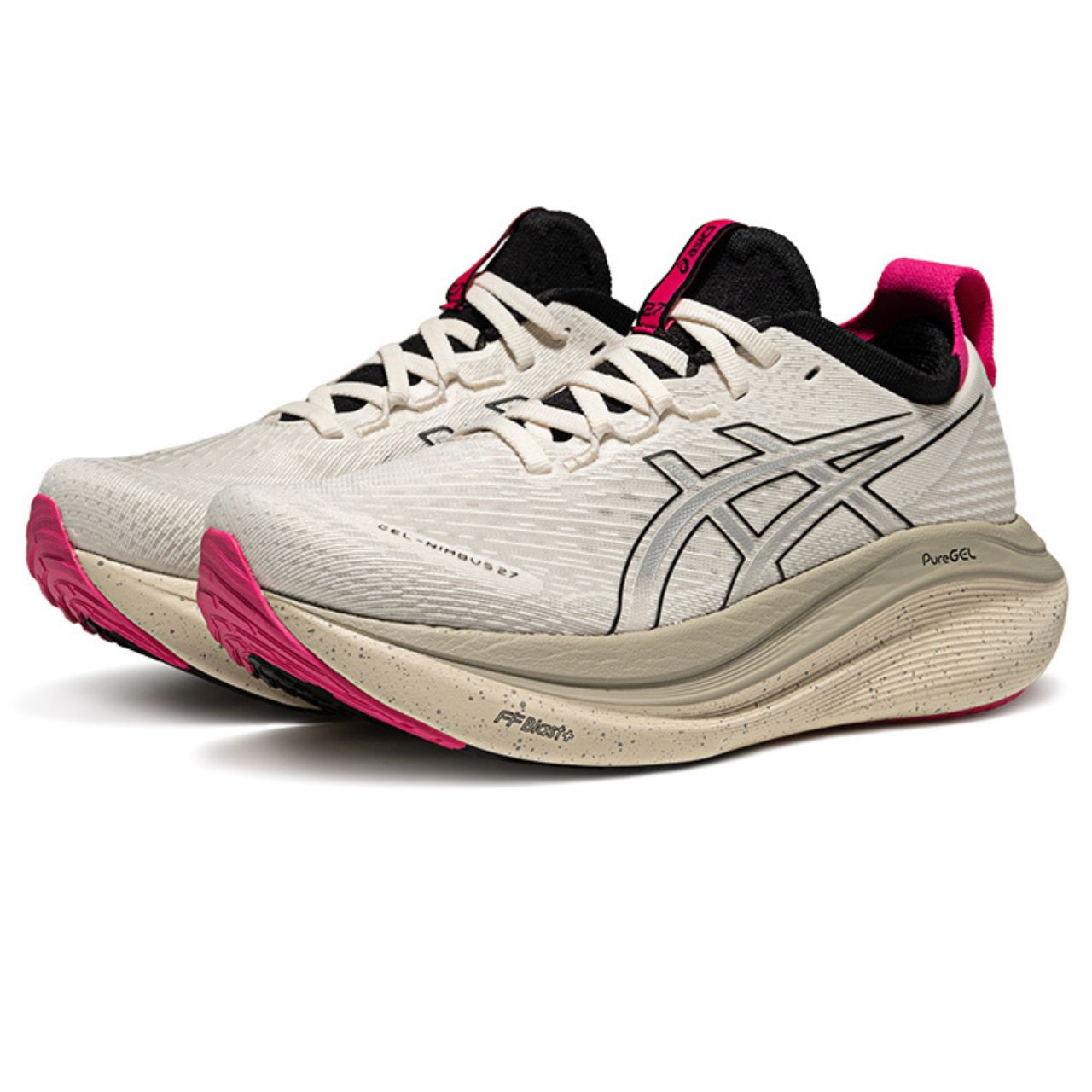 Asics Gel-Nimbus 27 Cream / Silver / Hot Pink