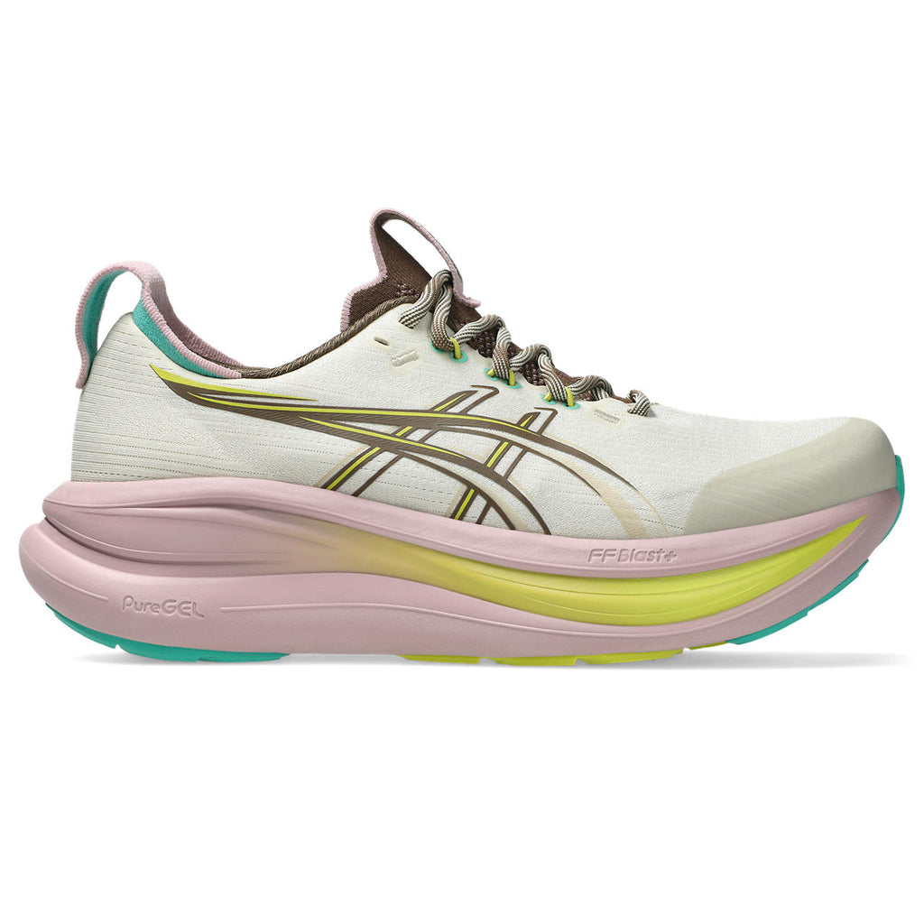 Asics Gel-Nimbus 28 – Off-White/Brown/Pink Running Shoe