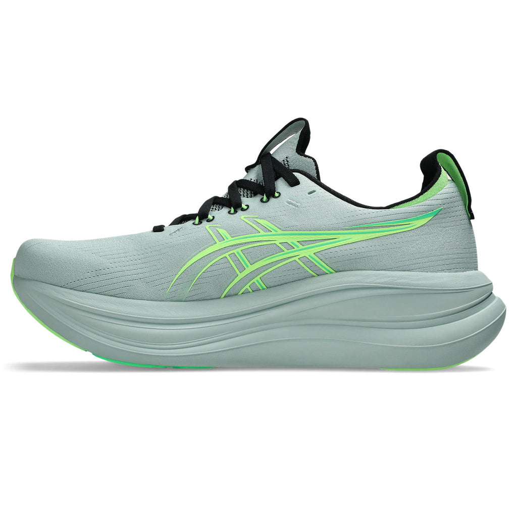 Asics Gel-Nimbus 28 – Light Gray/Neon Green Running Shoe