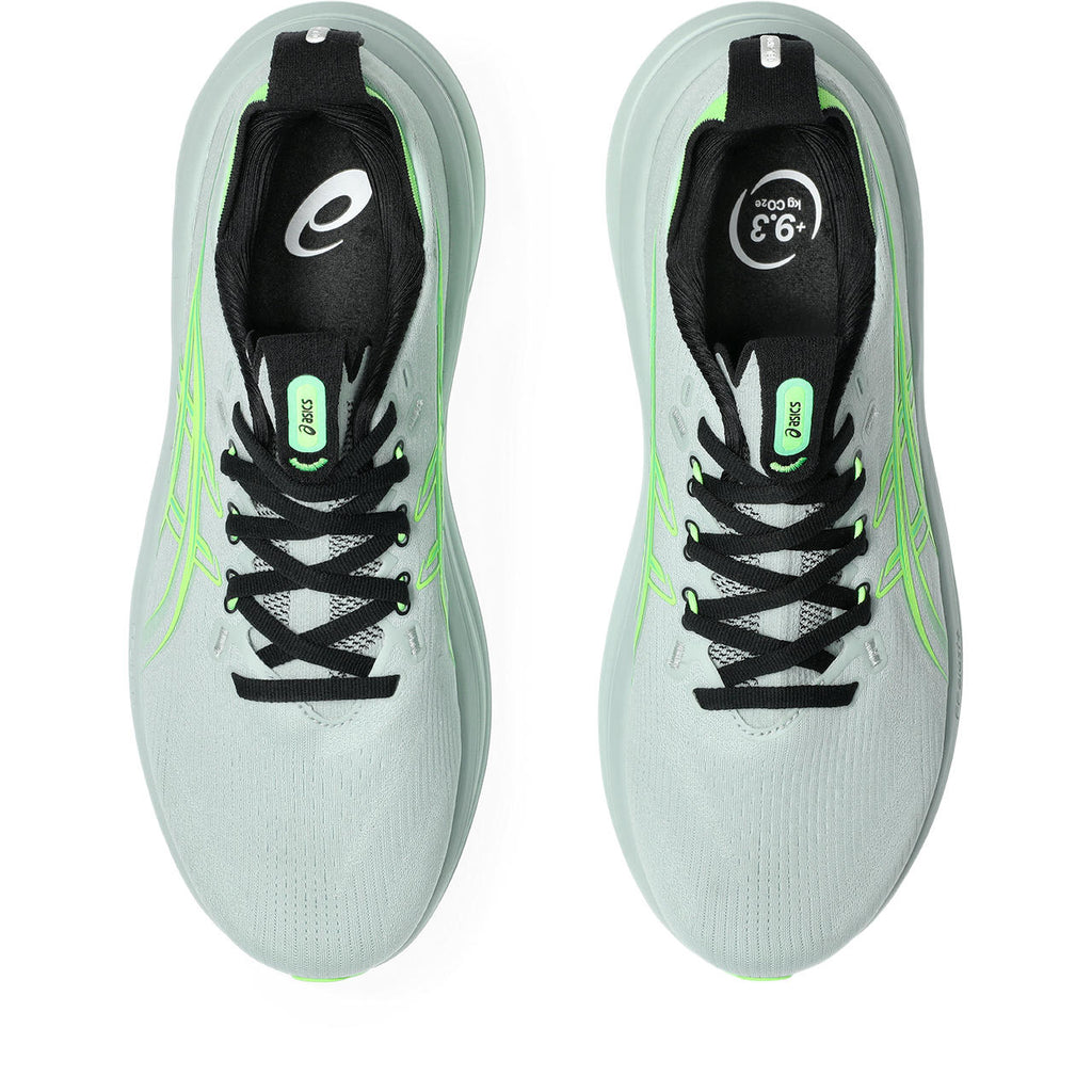 Asics Gel-Nimbus 28 – Light Gray/Neon Green Running Shoe