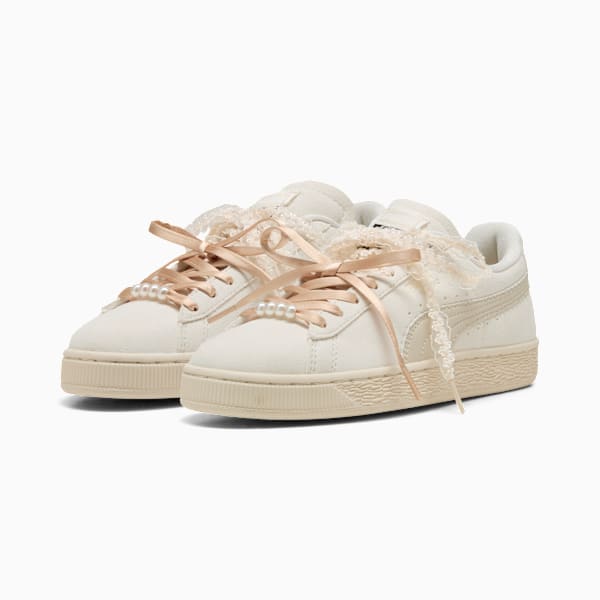 Puma Suede — Cream / Lace Ribbon / Pearl