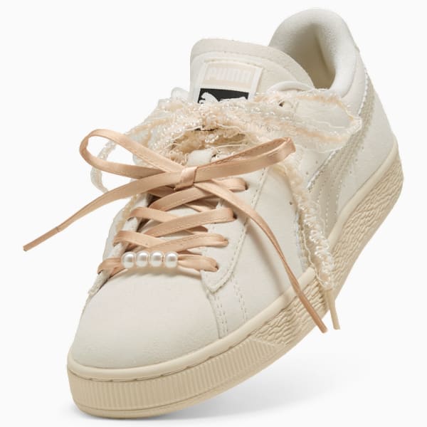 Puma Suede — Cream / Lace Ribbon / Pearl