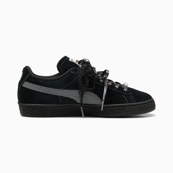 Puma Suede — Black / Lace Ribbon / Pearl