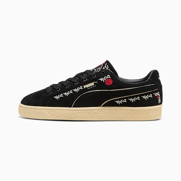 Puma Suede — Black / Floral Embroidery