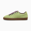 Puma Suede — Green / Metal Eyelets / Purple Laces