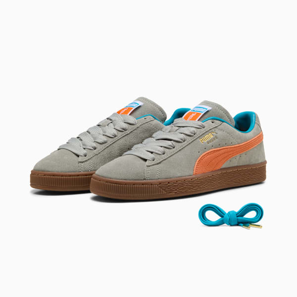 PUMA Suede Classic Grey-Orange-Teal Gum Sole