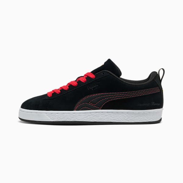 PUMA Suede Black-Red Stitching-White Sole