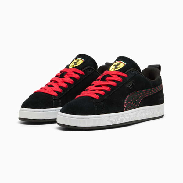 PUMA Suede Black-Red Stitching-White Sole