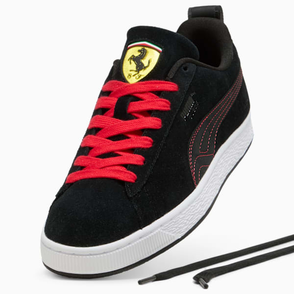 PUMA Suede Black-Red Stitching-White Sole