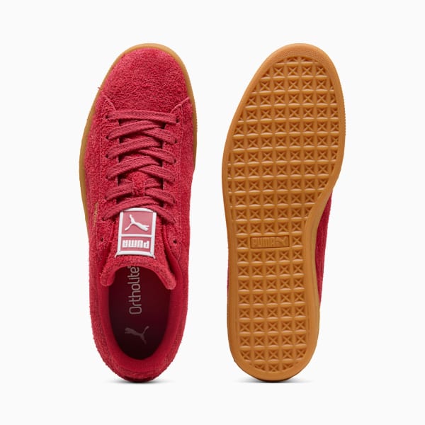 PUMA Suede Classic Red Hairy Suede-Gum Sole-Gold