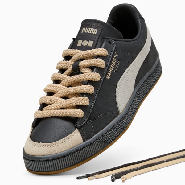 PUMA Suede x Nahmias Dark Grey-Beige-Thick Rope Laces-Gum Sole