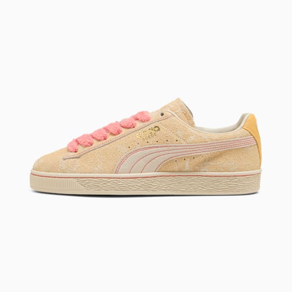 PUMA Suede Vintage Beige Jacquard-Pink Laces-Yellow Heel-Vintage Off-White