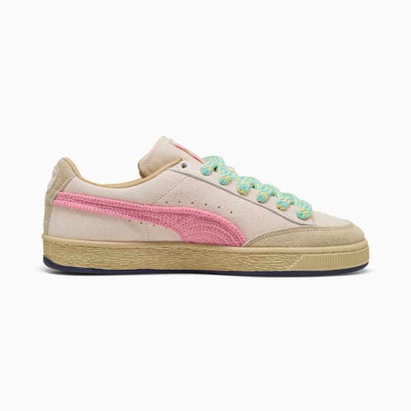 PUMA Suede x Nahmias Light Pink-Crochet Pink Formstrip-Multicolor Rope Laces-Gum Sole