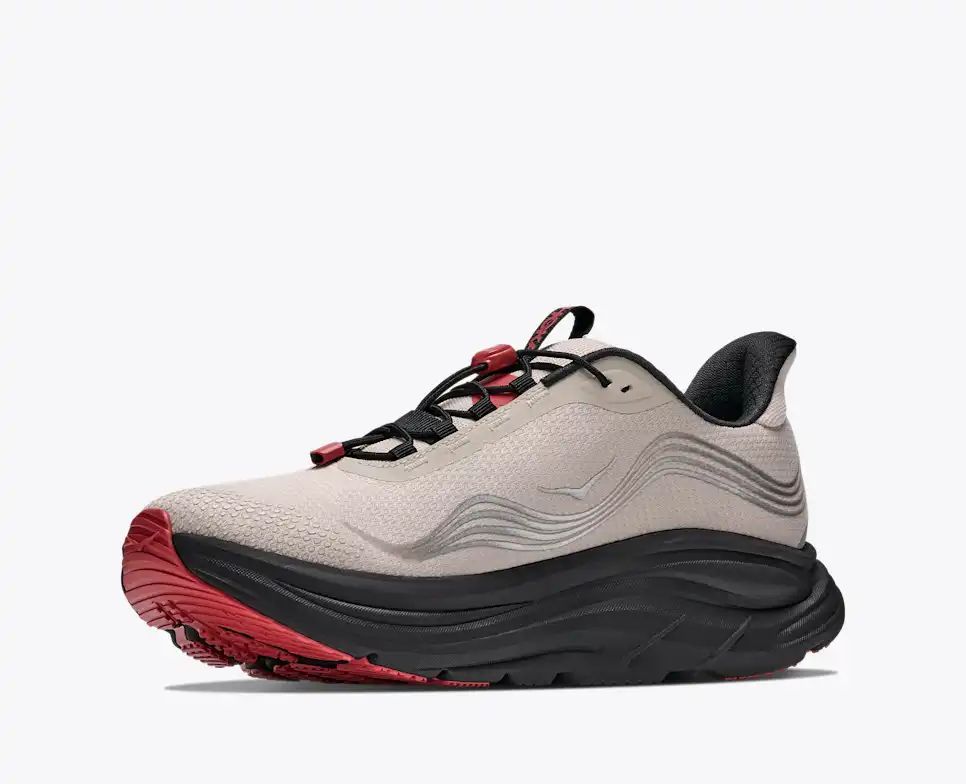Hoka Speedgoat 6 GTX — Beige / Silver / Red