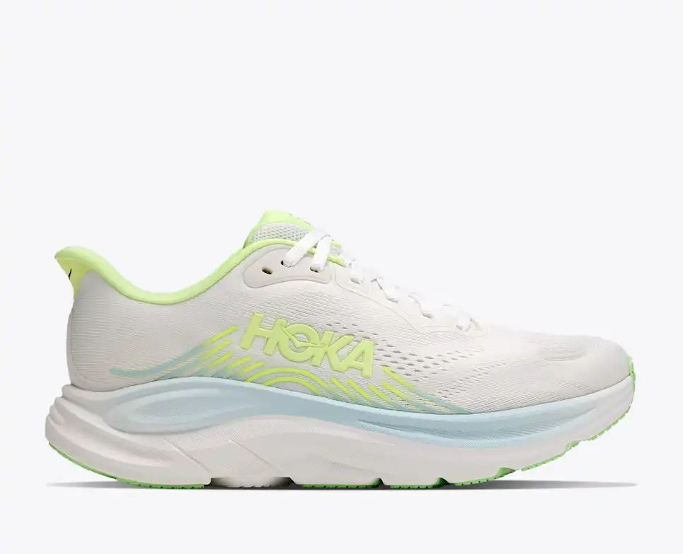 Hoka Bondi 8 — White / Lime Green / Light Blue