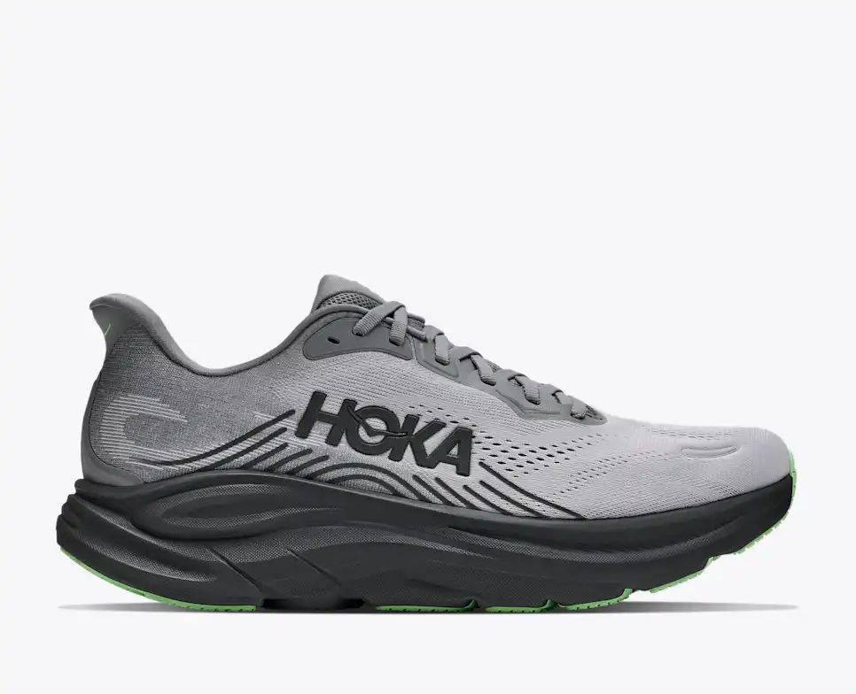 Hoka Bondi 8 — Light Gray / Dark Gray / Lime Green