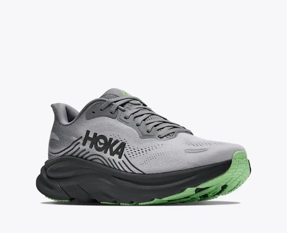 Hoka Bondi 8 — Light Gray / Dark Gray / Lime Green