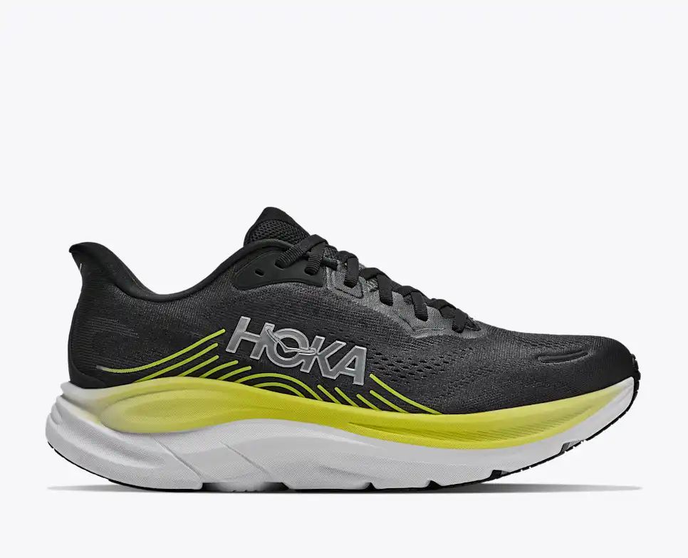 Hoka Bondi 8 — Black / Silver / Lemon Yellow