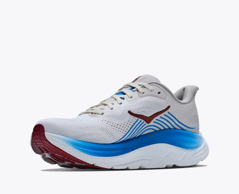 Hoka Bondi 8 — Off-White / Bright Blue / Burgundy