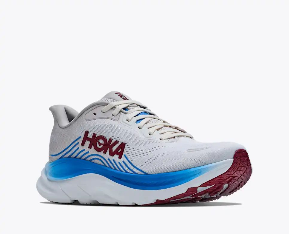 Hoka Bondi 8 — Off-White / Bright Blue / Burgundy