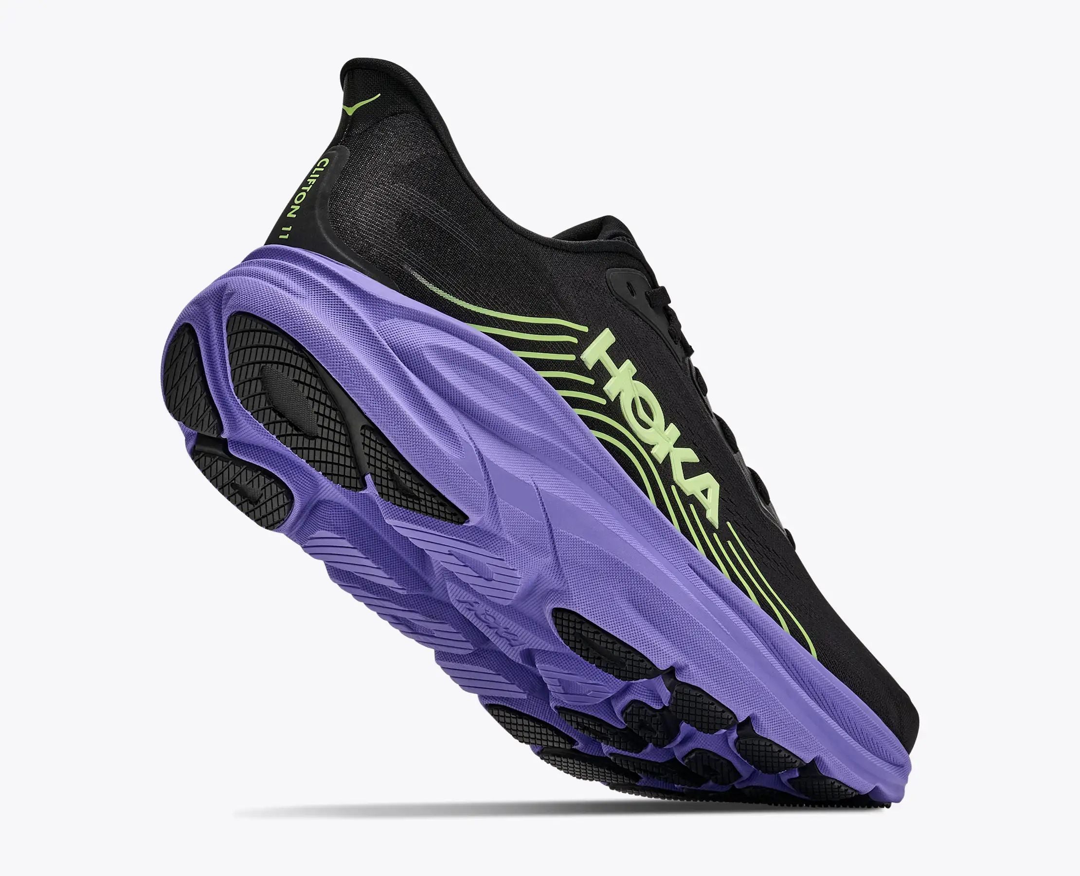 Hoka Bondi 8 — Black / Light Green / Purple