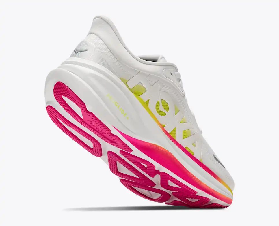 Hoka Pro Glide+ — White / Pink / Yellow