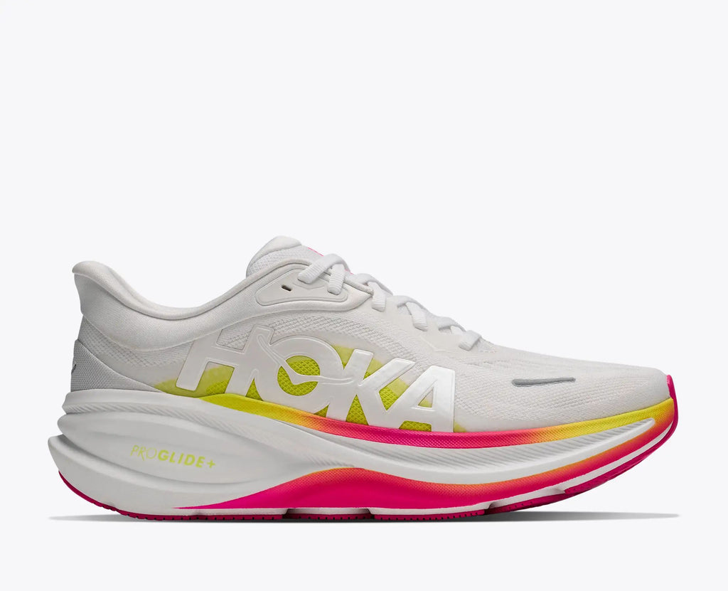 Hoka Pro Glide+ — White / Pink / Yellow