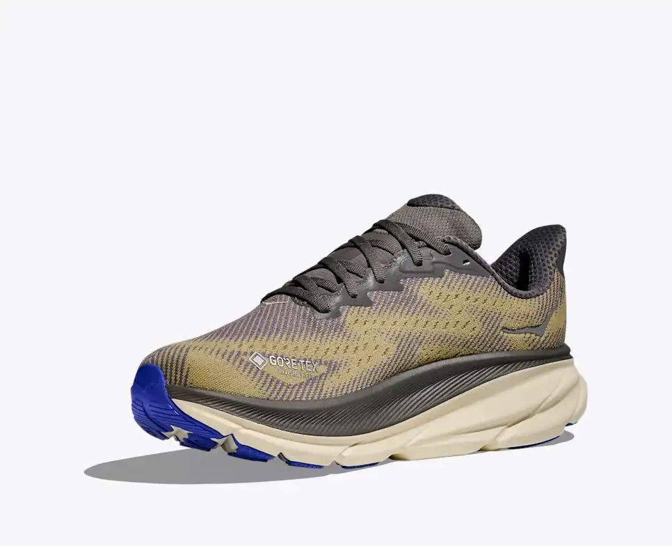 Hoka Clifton 9 GTX — Olive Brown / Blue