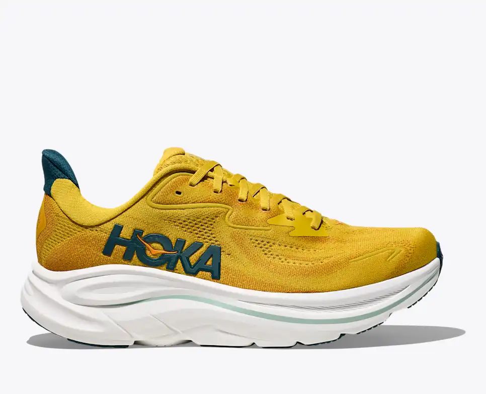 Hoka Clifton 10 — Golden Yellow / Teal