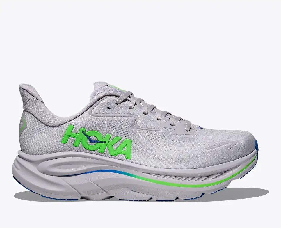 Hoka Clifton 10 — Light Gray / Green