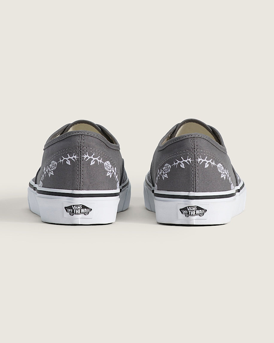 Vans Authentic Gray White Rose Embroidery