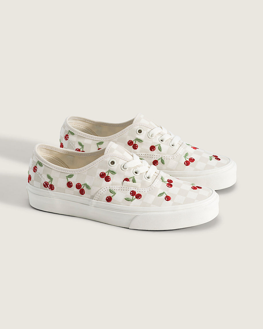 Vans Authentic White Checkerboard Cherry Embroidery