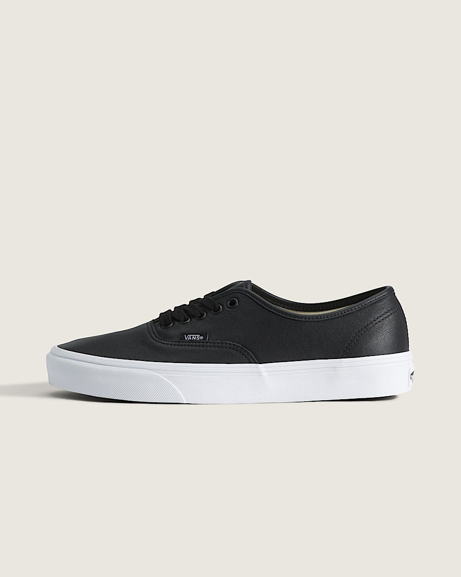 Vans Authentic Black Leather White Sole