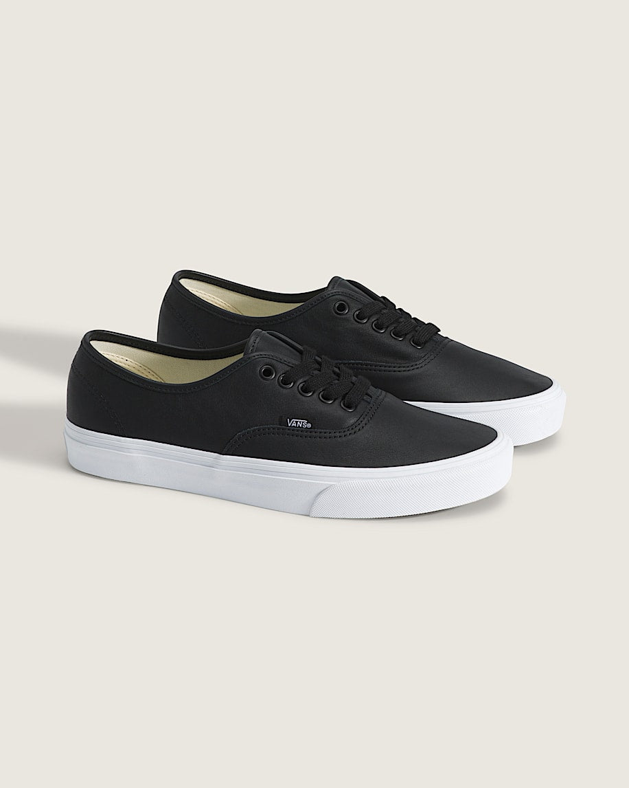 Vans Authentic Black Leather White Sole