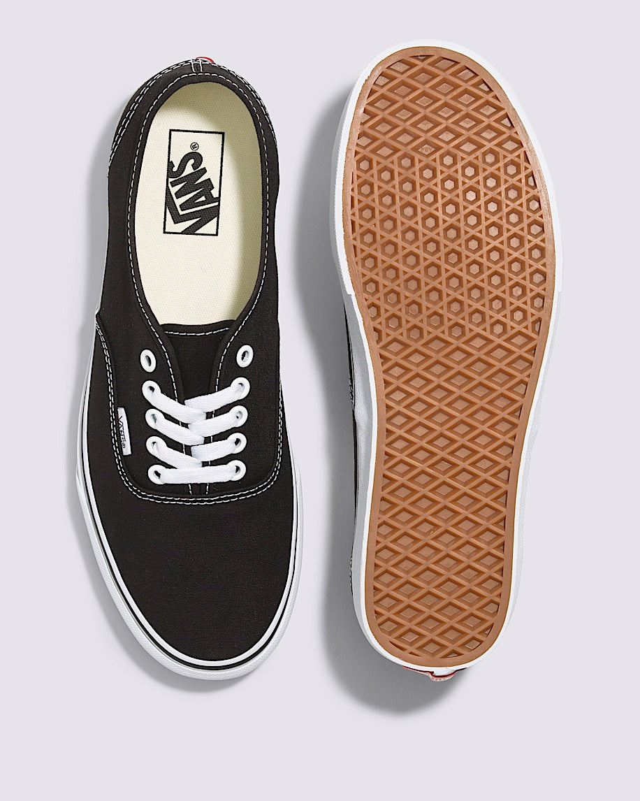 Vans Authentic Black Canvas White Stitching