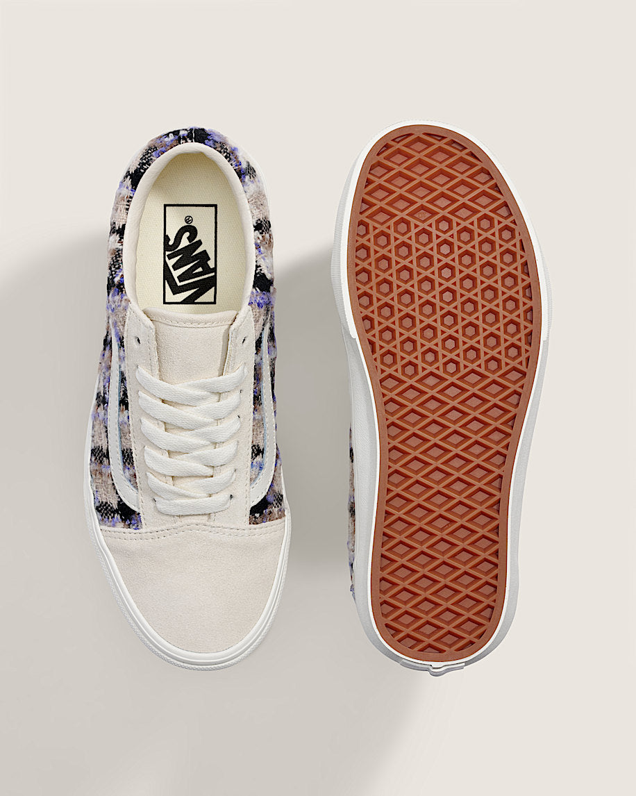Vans Old Skool Cream Purple Plaid Tweed