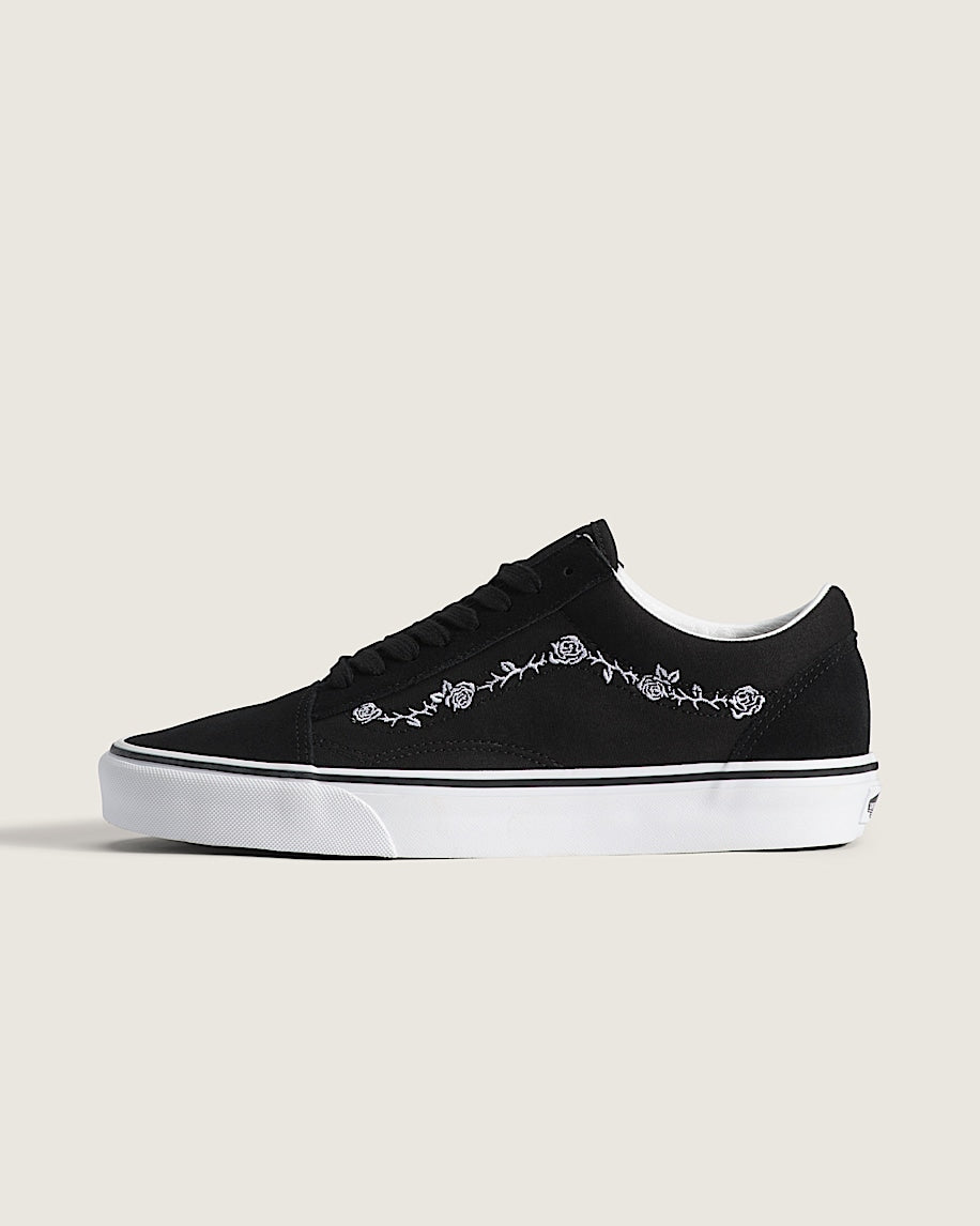 Vans Old Skool Black White Rose Embroidery