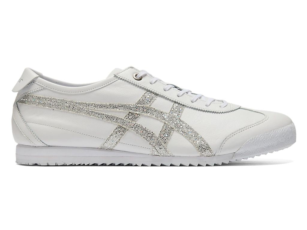 Onitsuka Tiger Mexico 66 Unisex Sneakers – White Leather Silver Glitter