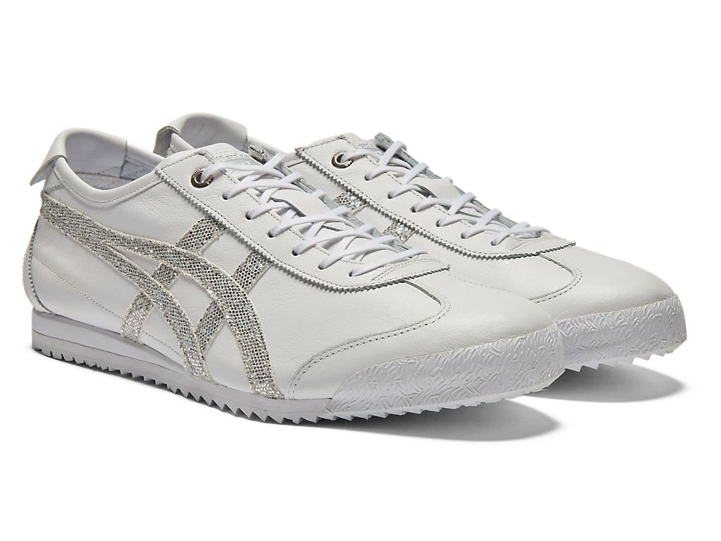 Onitsuka Tiger Mexico 66 Unisex Sneakers – White Leather Silver Glitter